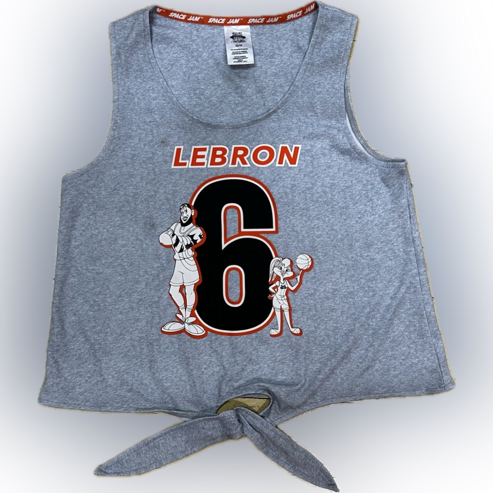 Space Jam Lebron & Bugs Bunny #6 tank top with front tie. Size XS